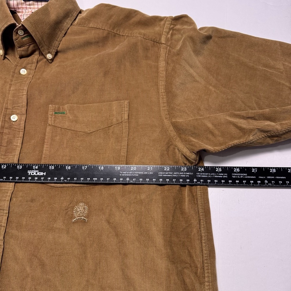 Tommy Hilfiger Shirt Mens Medium Button Down Brown Cotton Corduroy Workwear 90s - Picture 6 of 9